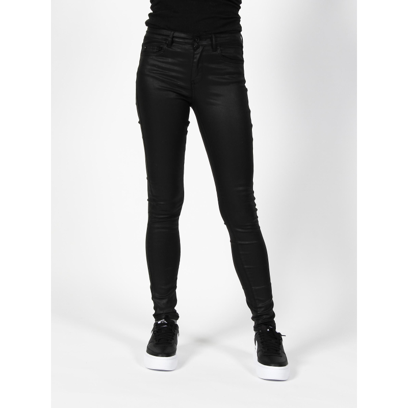 Pantalon slim enduit noir femme - Only