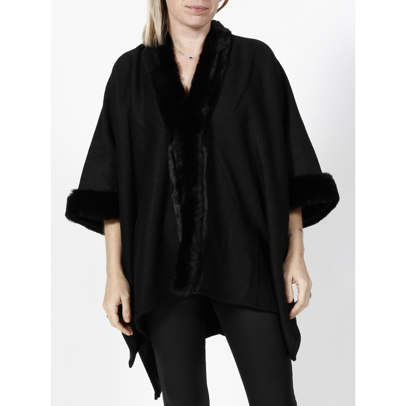 Veste cape capou noir femme - Morgan