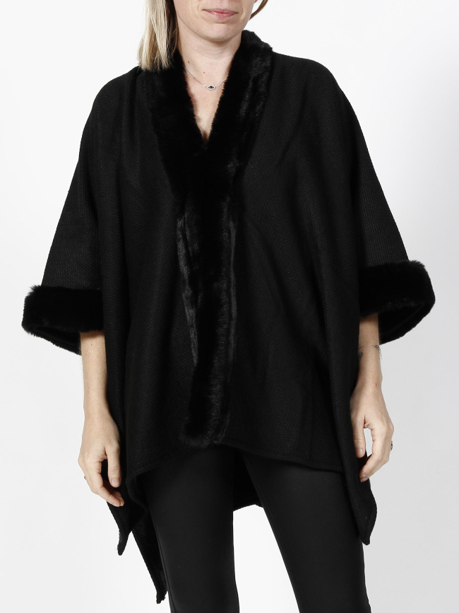 Veste cape capou noir femme - Morgan