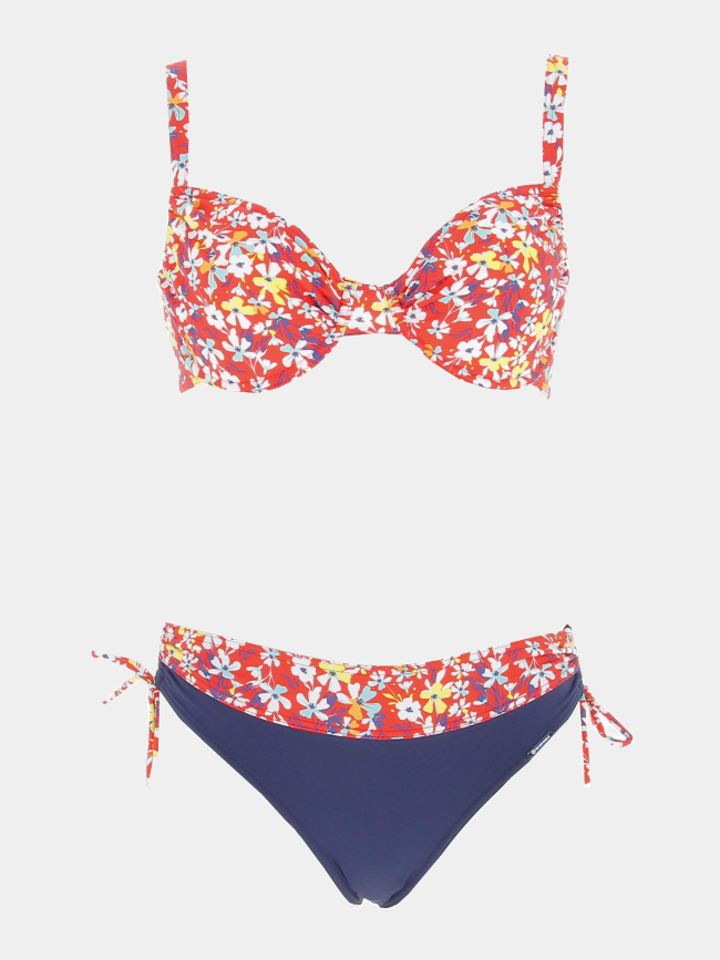 Maillot de bain 2 pièces zig zag rouge femme - Grain De Sable