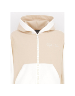 Sweat à capuche zippé bicolore beige - Project X Paris