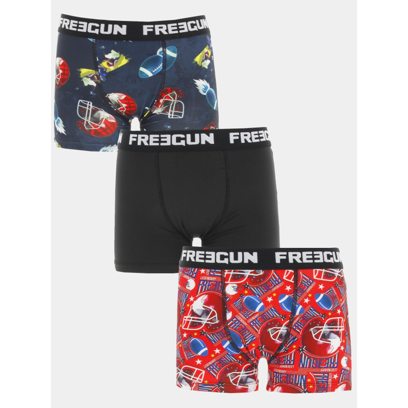 Pack 3 boxers american football multicolore garçon - Freegun