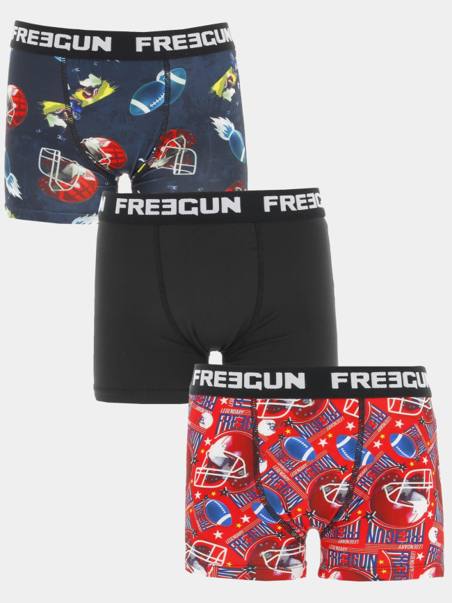 Pack 3 boxers american football multicolore garçon - Freegun