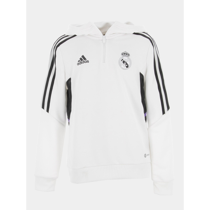 Sweat zippé à capuche real madrid blanc garçon - Adidas