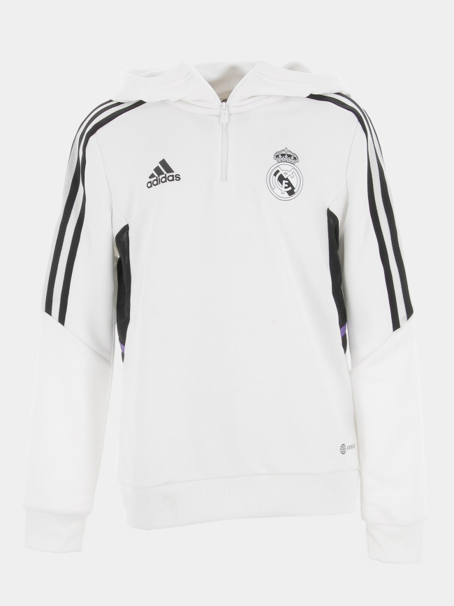 Sweat zippé à capuche real madrid blanc garçon - Adidas