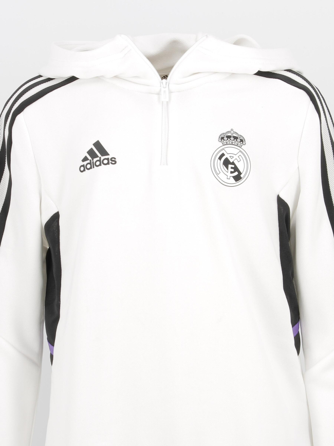 Sweat zippé à capuche real madrid blanc garçon - Adidas