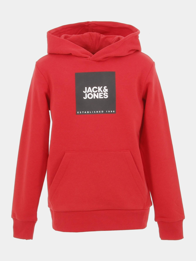 Sweat à capuche lock rouge garçon - Jack & Jones