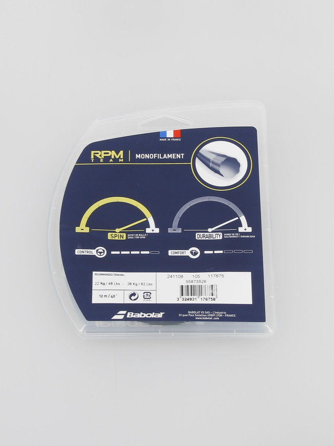 Cordage de tennis rpm team 125 noir - Babolat