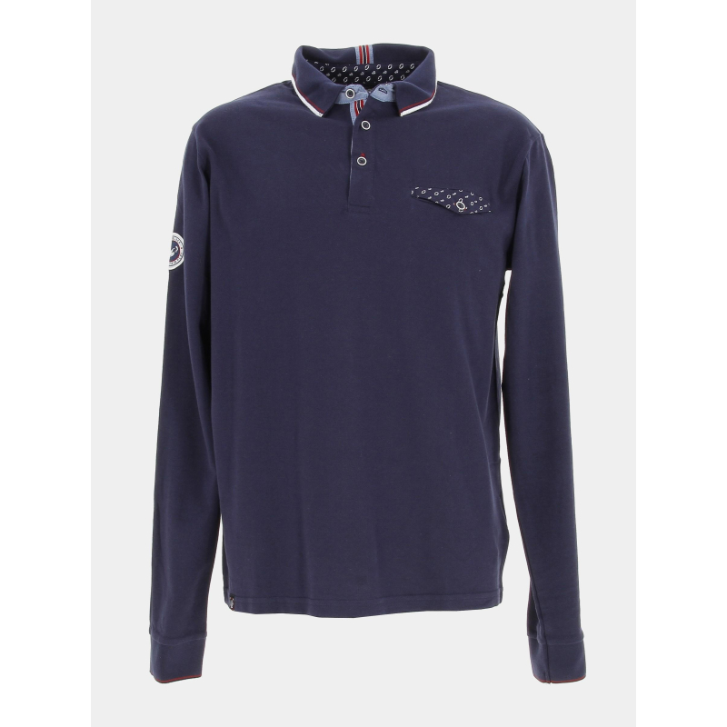 Polo manches longues sidestep bleu homme - Union Black