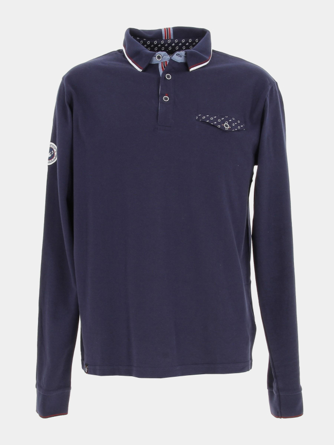 Polo manches longues sidestep bleu homme - Union Black