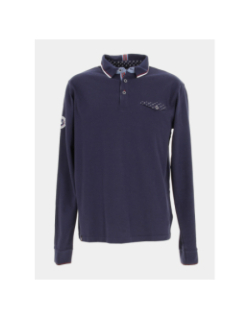 Polo manches longues sidestep bleu homme - Union Black