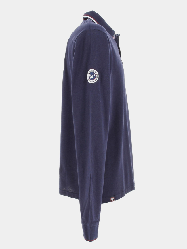 Polo manches longues sidestep bleu homme - Union Black