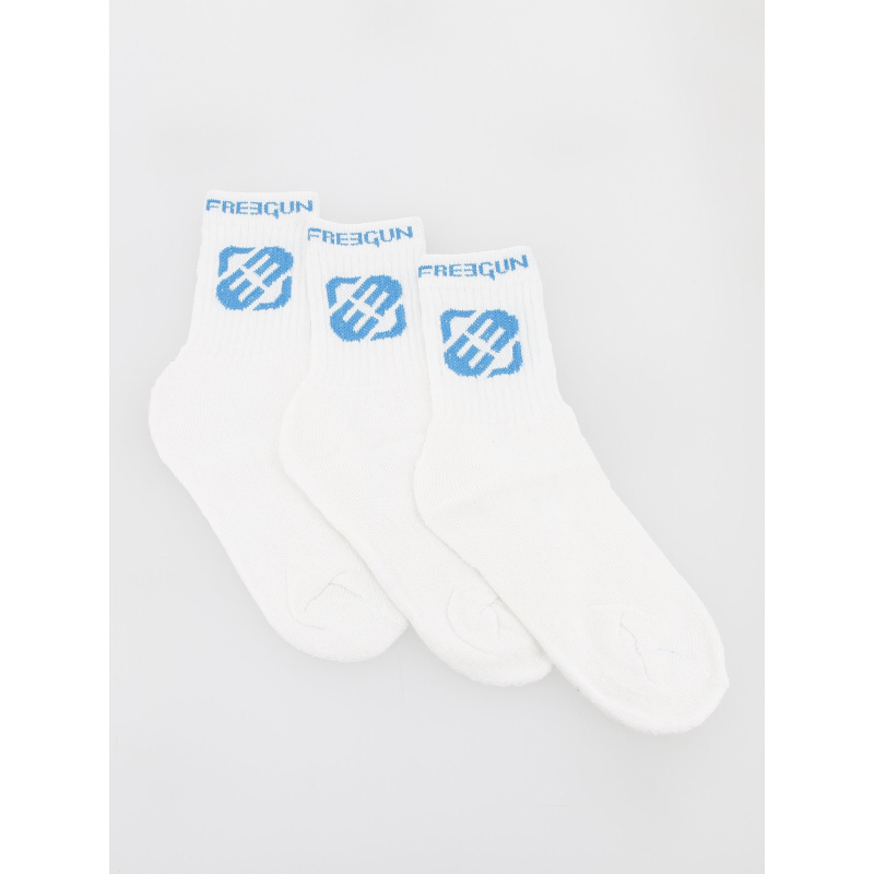 Pack 3 paires de chaussettes hautes blanc garçon - Freegun