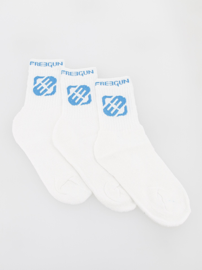 Pack 3 paires de chaussettes hautes blanc garçon - Freegun