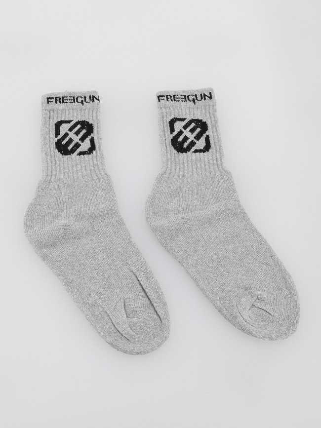 Pack 3 paires de chaussettes hautes gris enfant - Freegun