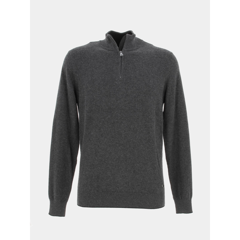 Pull col zippé bacary gris anthracite homme - Izac