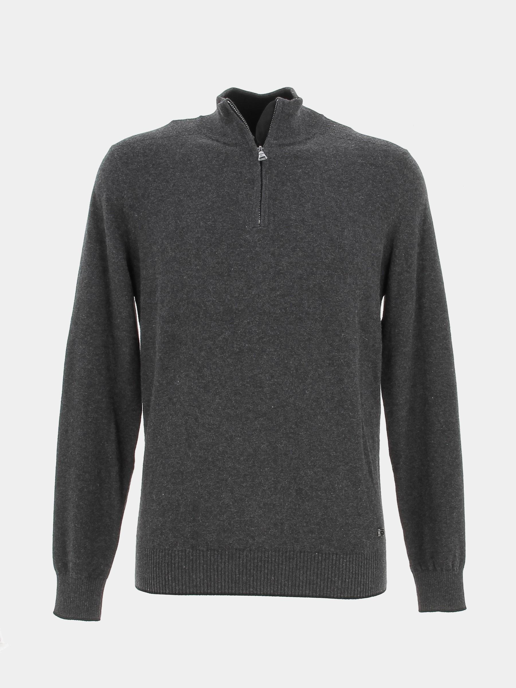 Pull col zippé bacary gris anthracite homme - Izac