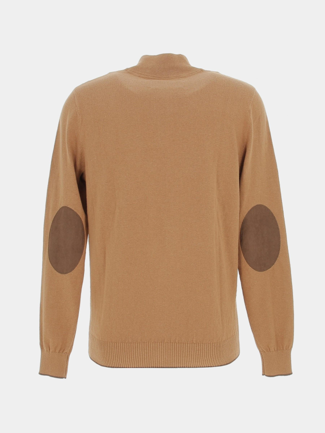 Pull col zippé bacary camel homme - Izac