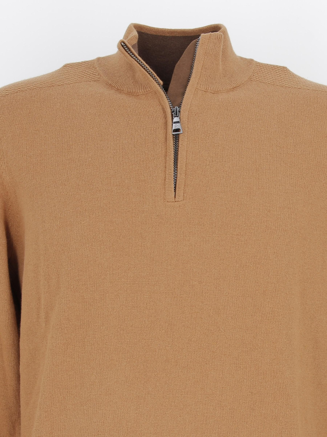 Pull col zippé bacary camel homme - Izac