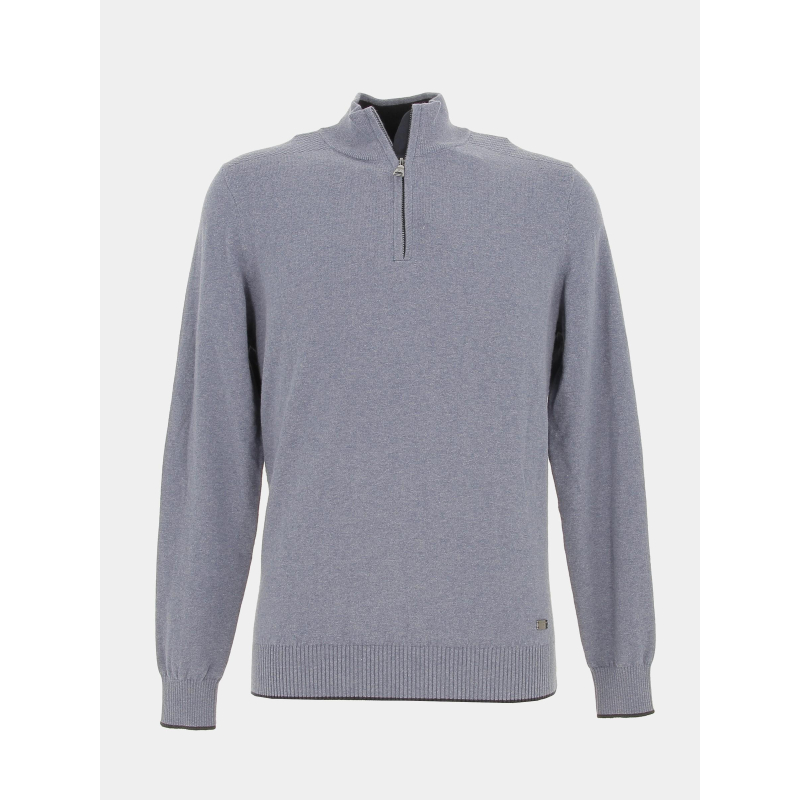 Pull col zippé bacary bleu homme - Izac