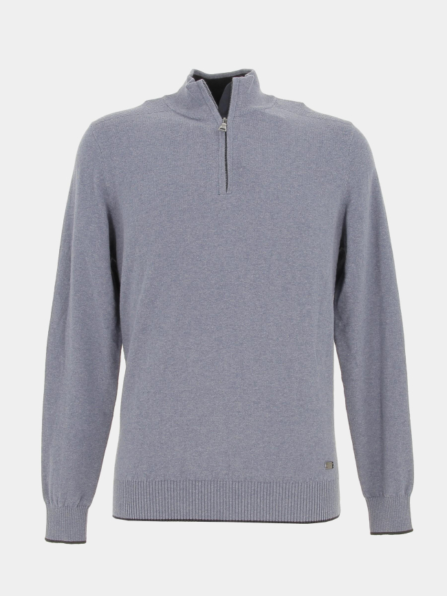 Pull col zippé bacary bleu homme - Izac