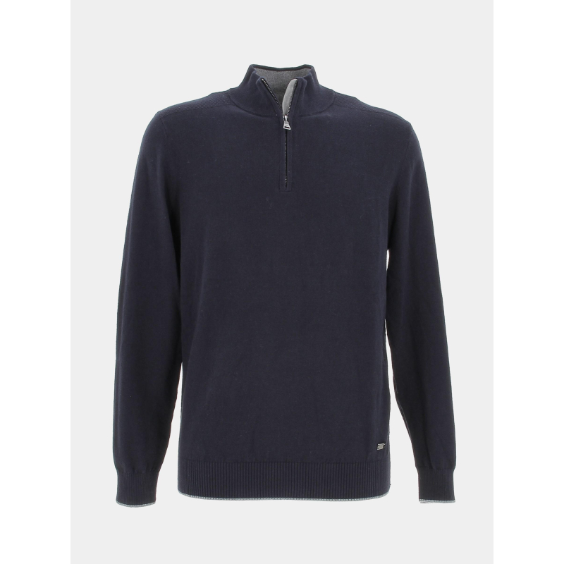 Pull col zippé bacary bleu marine homme - Izac