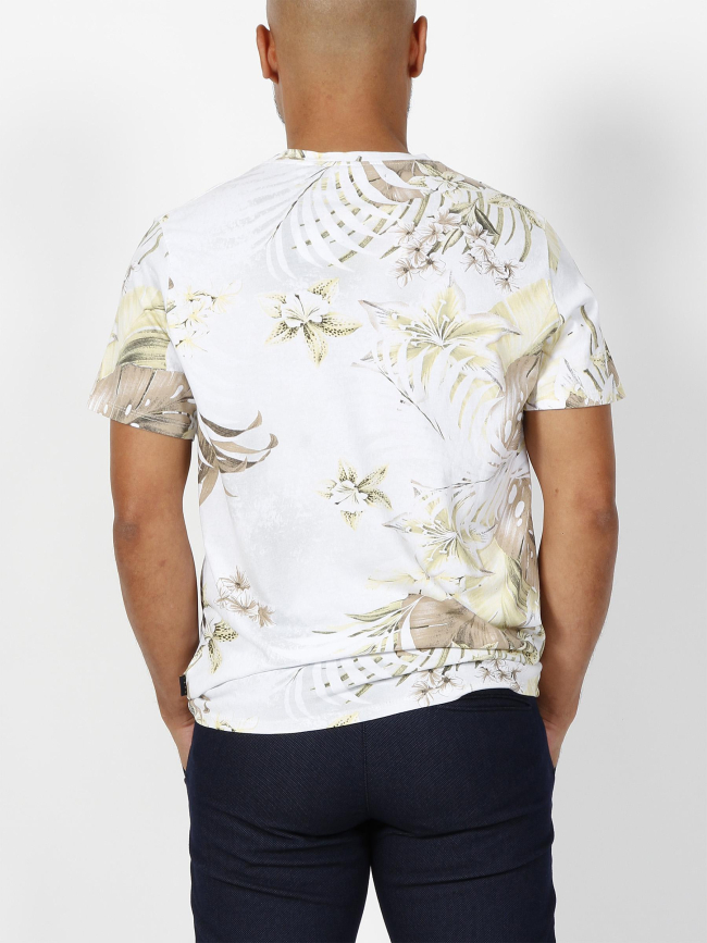 T-shirt guven à fleurs blanc homme - Izac