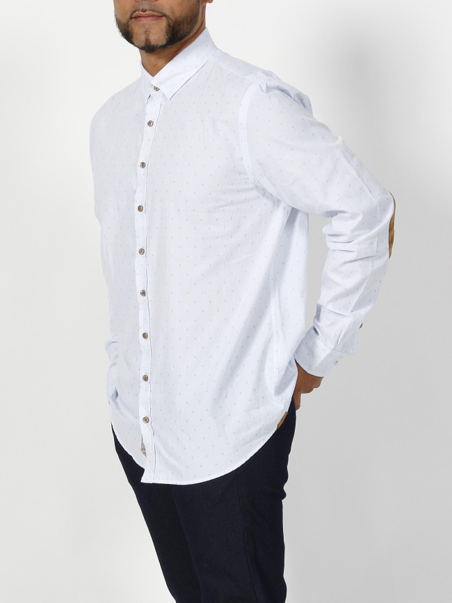 Chemise jules imprimé blanc/camel homme - Izac