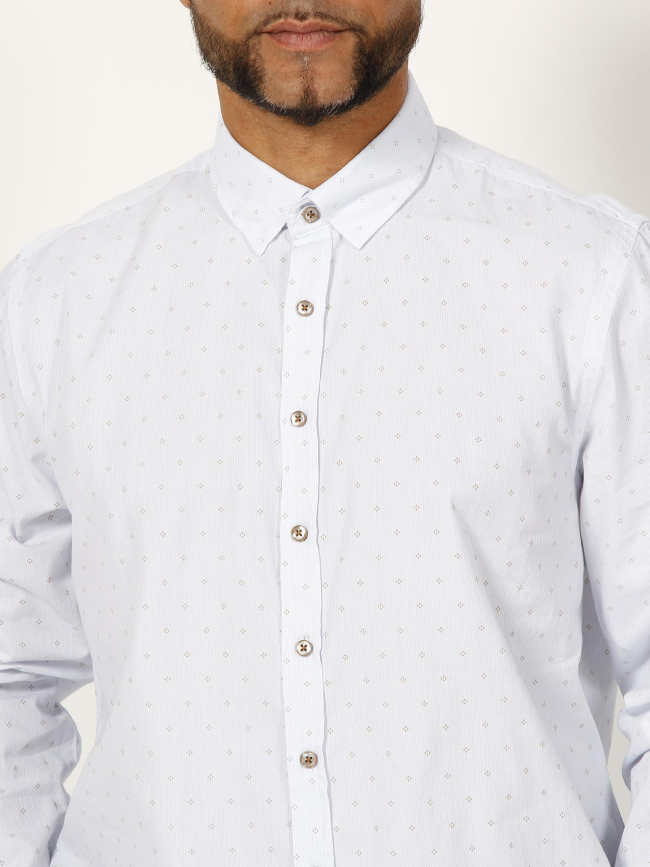 Chemise jules imprimé blanc/camel homme - Izac