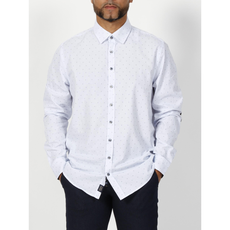 Chemise jules imprimé blanc/bleu homme - Izac