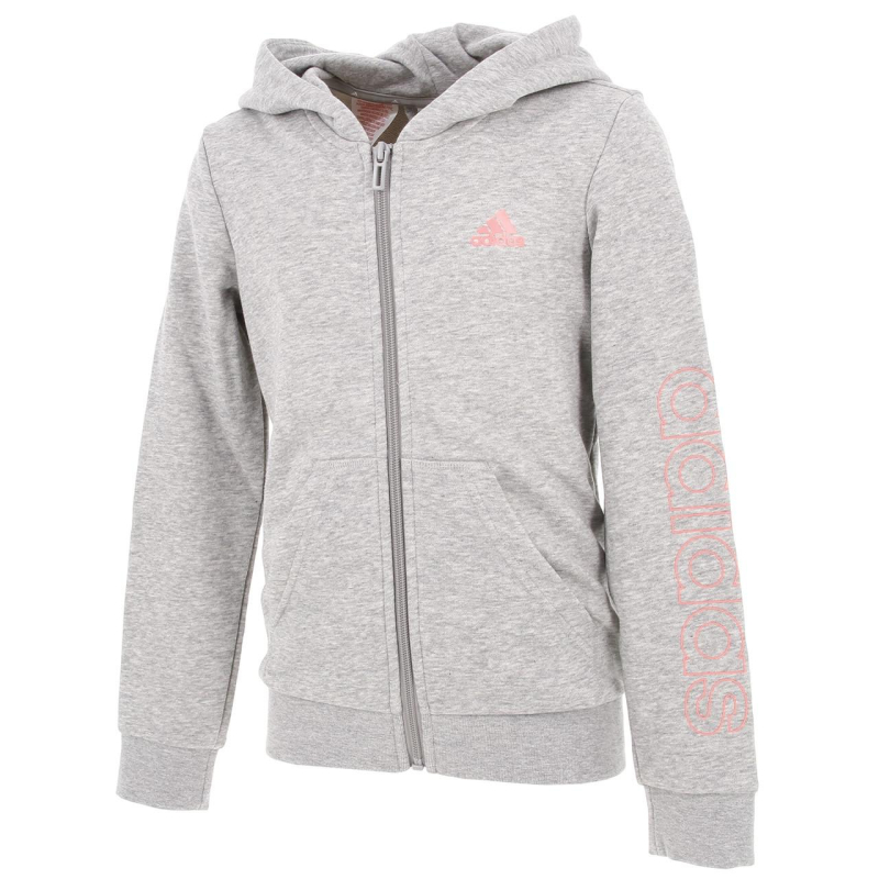 Sweat zippé à capuche gris fille - Adidas