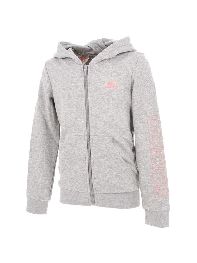 Sweat zippé à capuche gris fille - Adidas