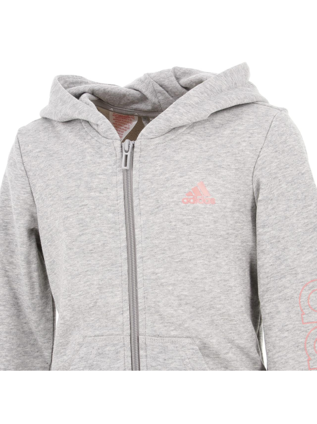 Sweat zippé à capuche gris fille - Adidas