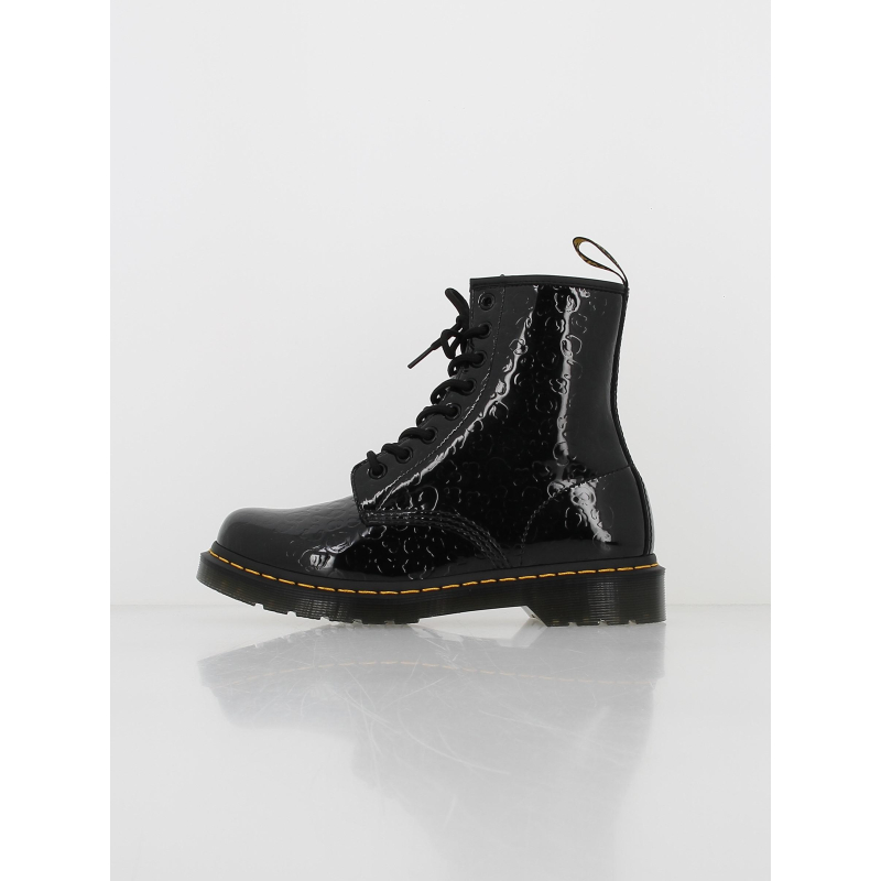 Boots black patent leopard noir vernis femme - Dr Martens