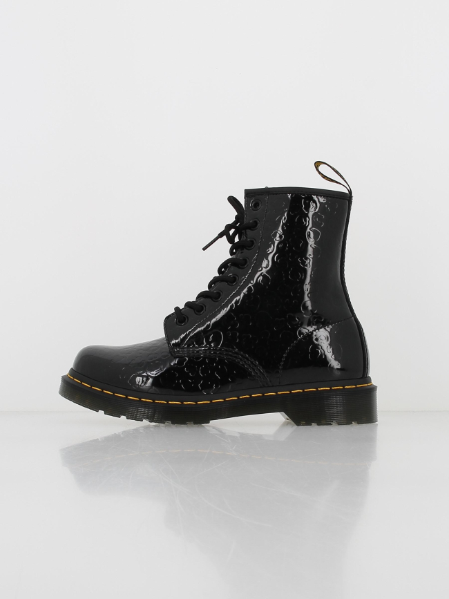 Boots black patent leopard noir vernis femme - Dr Martens