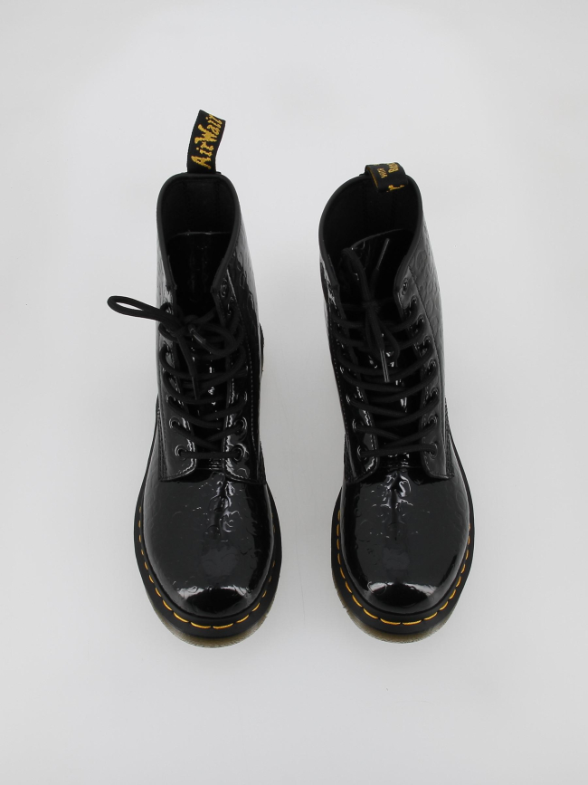 Boots black patent leopard noir vernis femme - Dr Martens