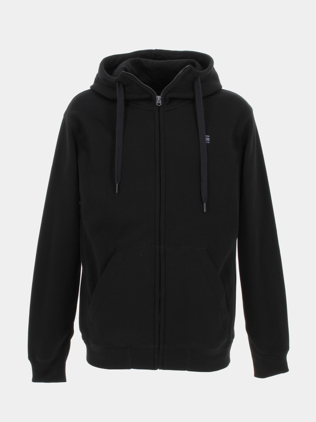 Sweat à capuche zippé premium core noir homme - G Star