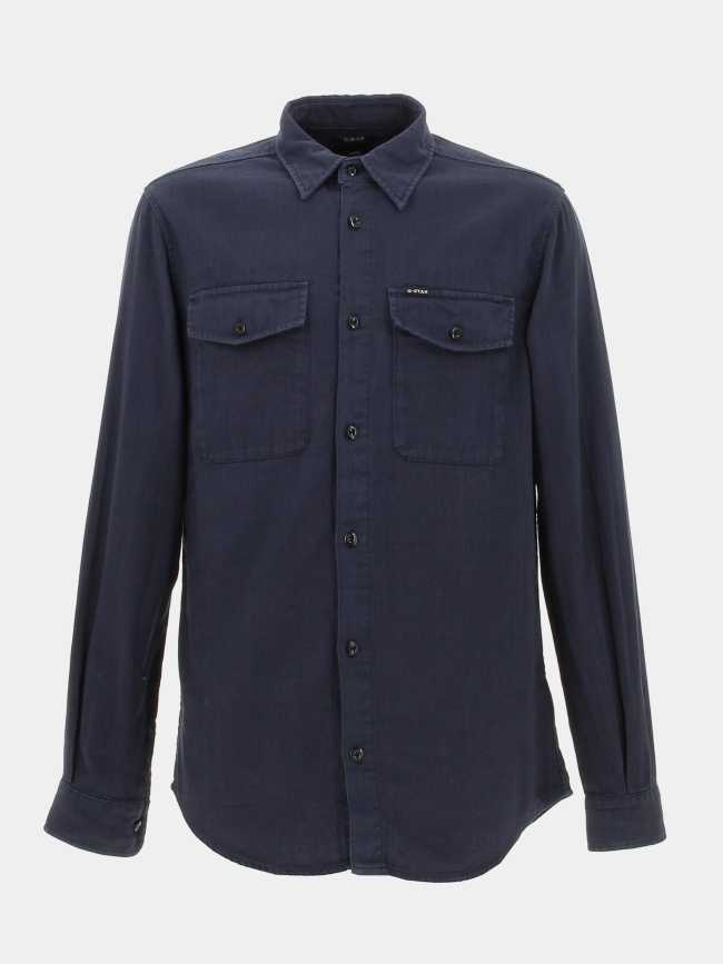 Chemise slim salute bleu marine homme - G Star