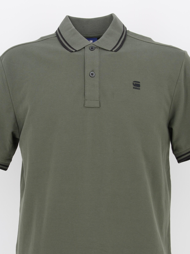 Polo dunda slim stripe kaki homme - G Star