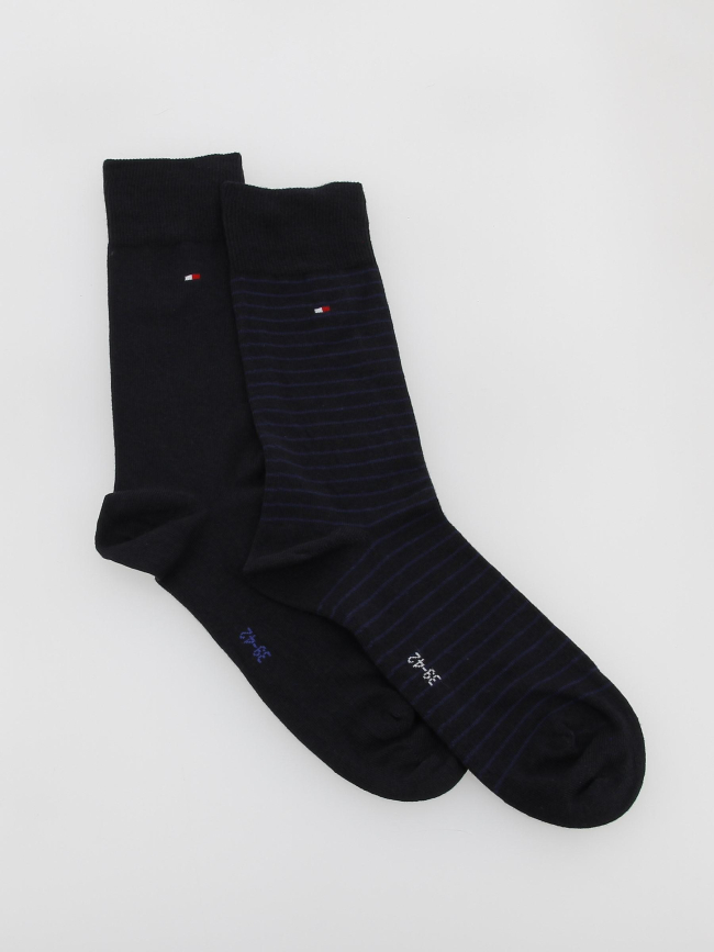 Pack 2 paires chaussettes rayures bleu homme - Tommy Hilfiger