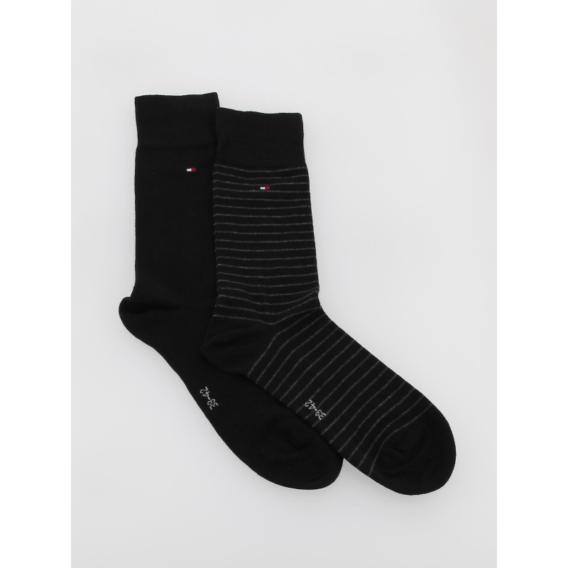 Pack 2 paires chaussettes rayures noir homme - Tommy Hilfiger