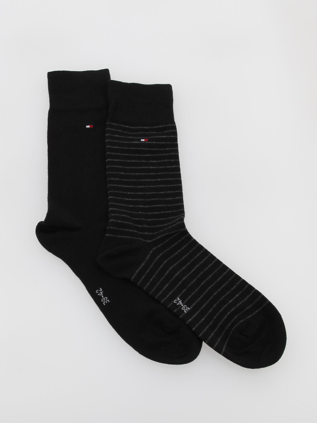 Pack 2 paires chaussettes rayures noir homme - Tommy Hilfiger