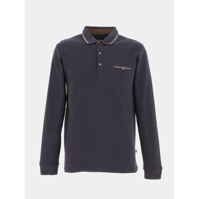 Polo manches longues geiger bleu marine homme - Benson & Cherry