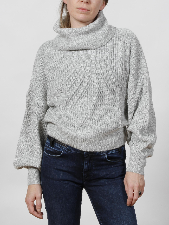 Pull col roulé megan gris femme - Jacqueline De Yong