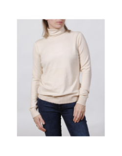 Pull col roulé basic beige femme - Deeluxe