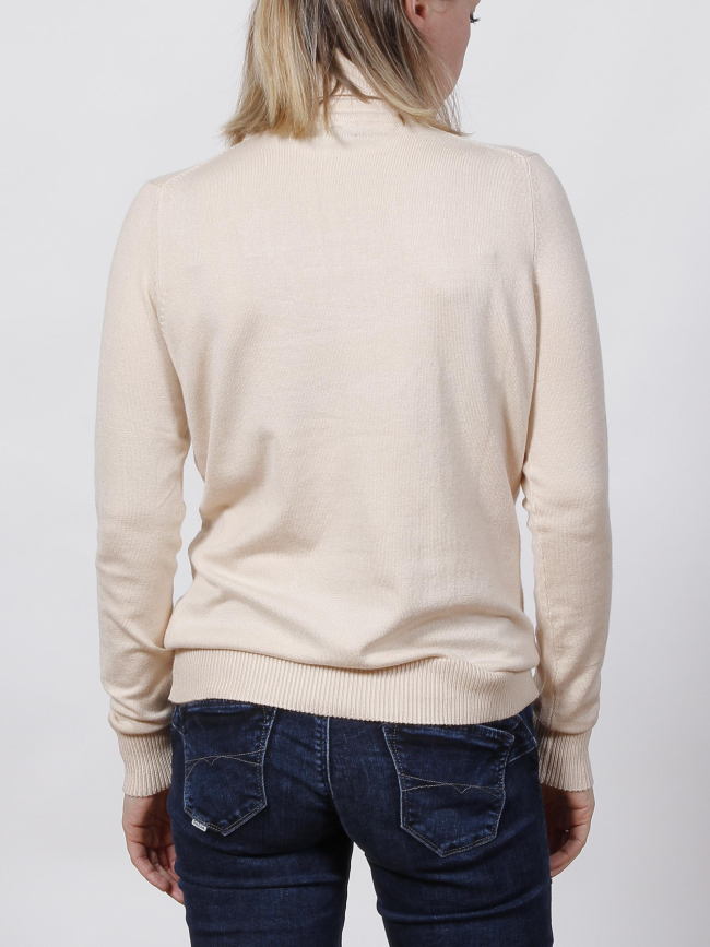 Pull col roulé basic beige femme - Deeluxe