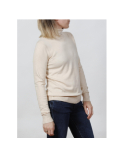 Pull col roulé basic beige femme - Deeluxe