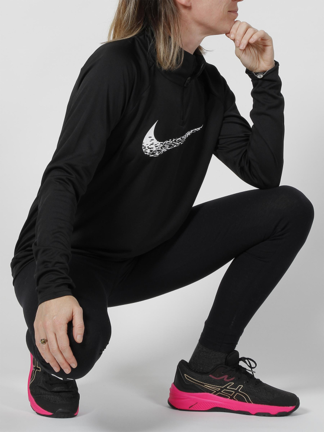 T-shirt manche longue running swoosh noir femme - Nike