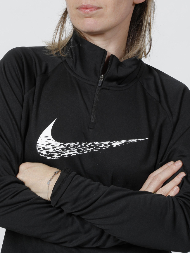 T-shirt manche longue running swoosh noir femme - Nike