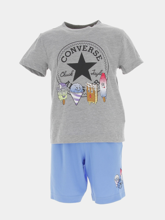 Ensemble short/t-shirt frozen friends gris garçon - Converse